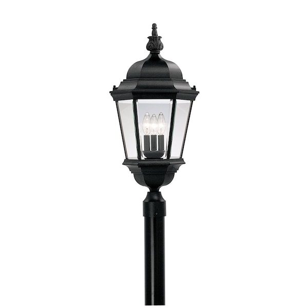 Designers Fountain Stockton 3-Light Black Cast Aluminum Line Voltage Outdoor Weather Resistant Post Light 2956-BK - main